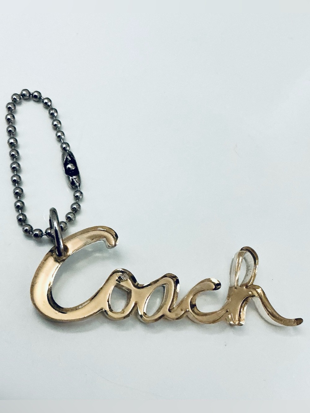 COACH, Poppy Y2K Clear Metallic Gold Script Keychain or Bag Tag